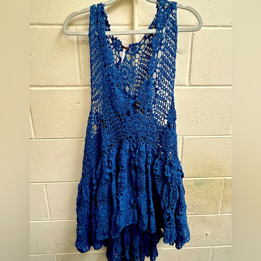 Free People Royal Blue Crochet Tunic